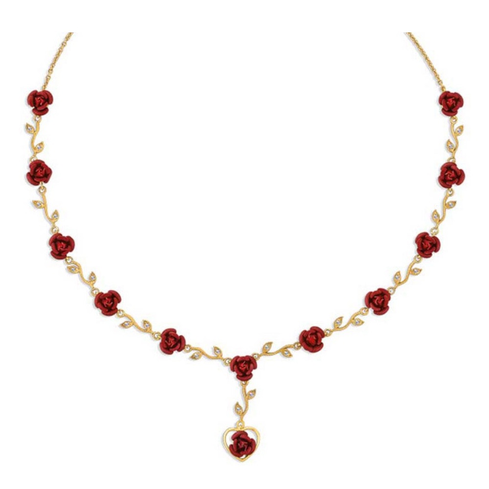 Elegant Red Rose Gold Necklace/bracelet & earrings!